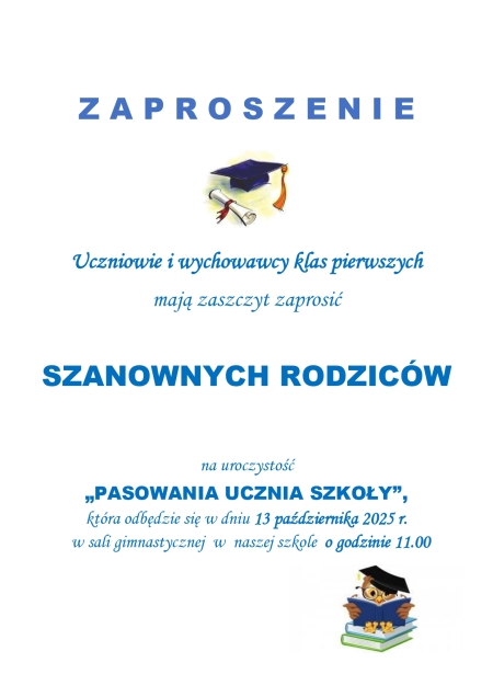 Pasowanie na ucznia klas pierwszych